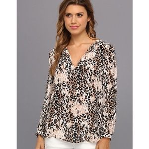 Joie Leopard Silk Blouse Sz L